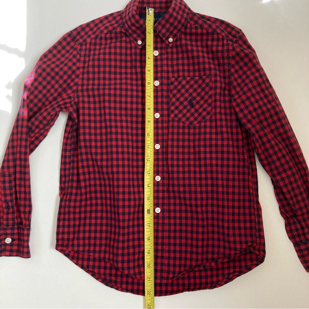 Ralph Lauren Gingham Button Down Boys Size 8 Red and Navy Blue - Picture 6 of 10
